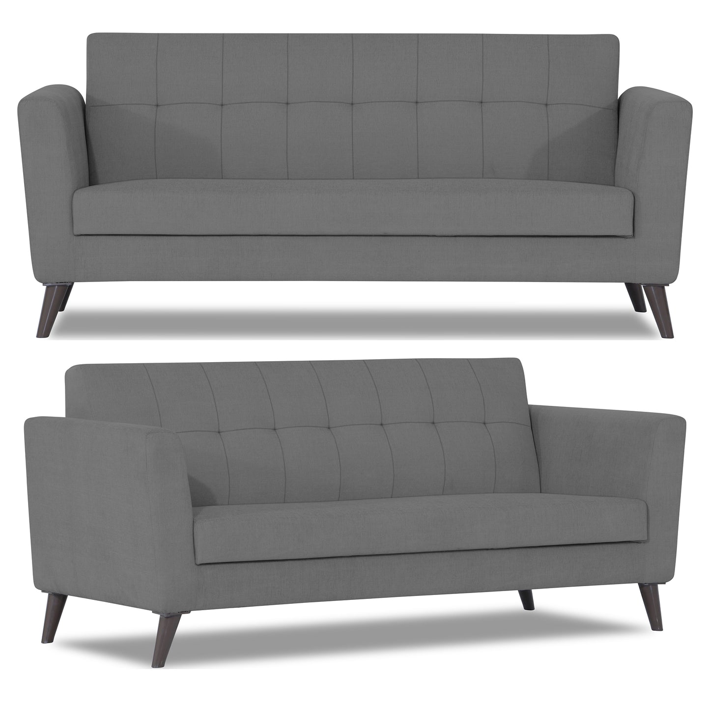Adorn India Dannis 3+2+1 6 Seater Sofa Set (Grey) (3 Year Warranty)