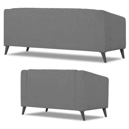 Adorn India Premium Laurel 3+2 5 Seater Sofa Set (Grey) (3 Year Warranty)