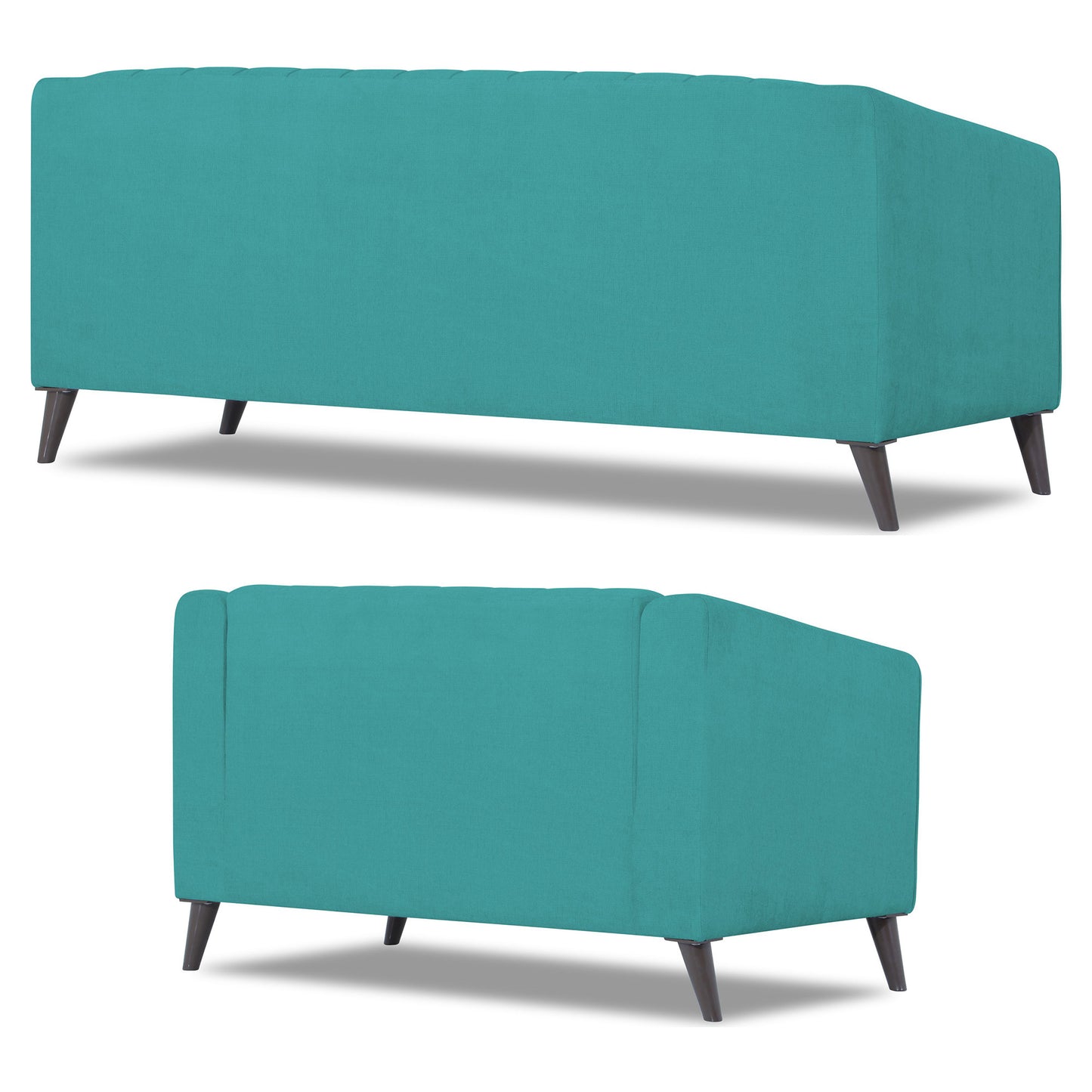 Adorn India Premium Laurel 3+2 5 Seater Sofa Set (Aqua Blue) (3 Year Warranty)