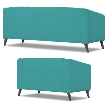 Adorn India Premium Laurel 3+2 5 Seater Sofa Set (Aqua Blue) (3 Year Warranty)