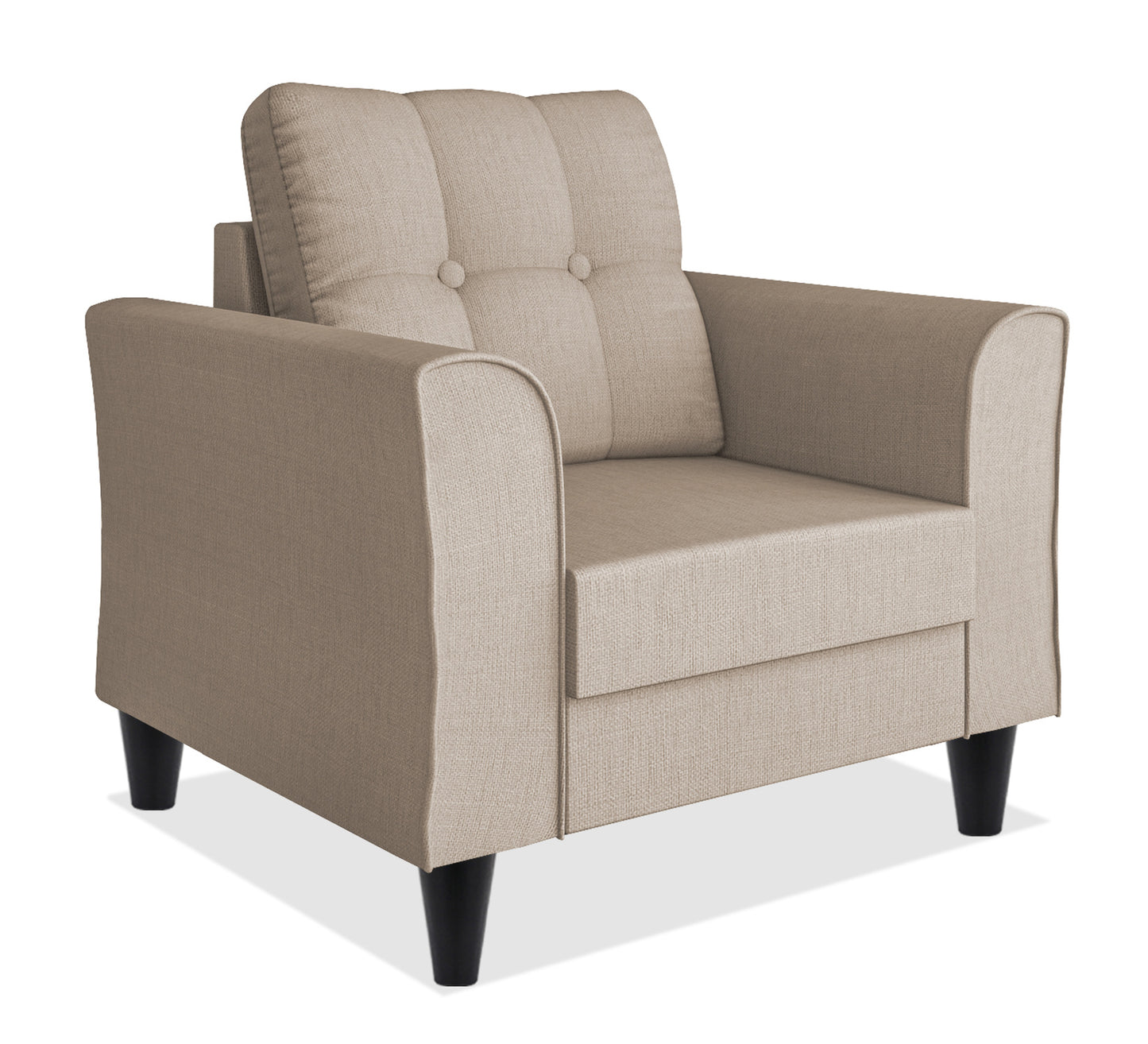 Adorn India Maddox Tufted 1 Seater Sofa (Beige) (3 Year Warranty)