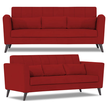 Adorn India Daniel 3+1+1 5 Seater Sofa Set (Red) (3 Year Warranty)