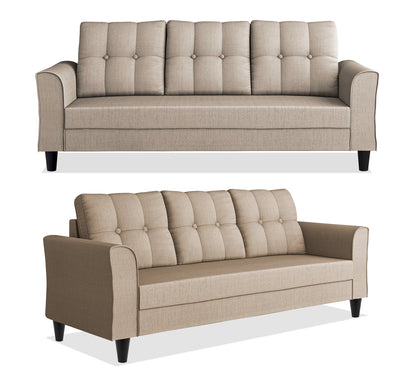 Adorn India Maddox Tufted 3-1-1 5 Seater Sofa Set (Beige) (3 Year Warranty)