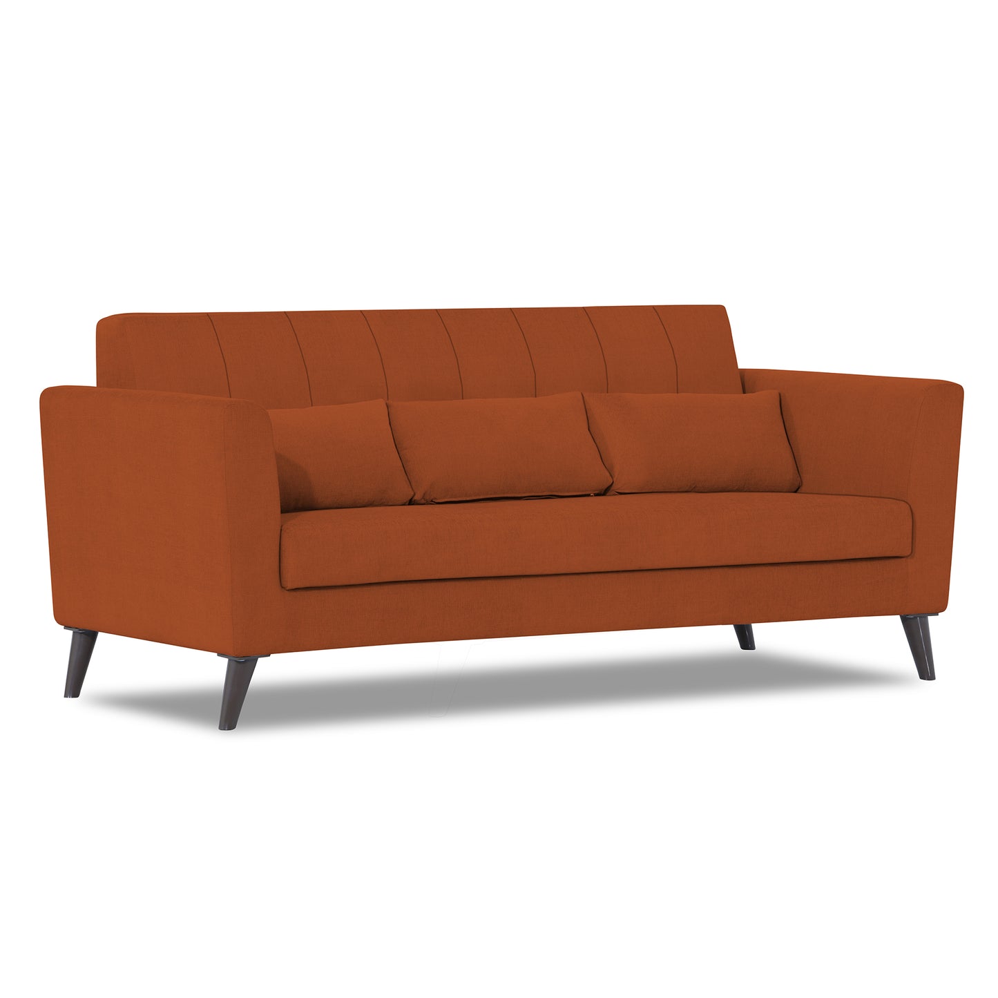 Adorn India Daniel 3 Seater Sofa (Rust) (3 Year Warranty)