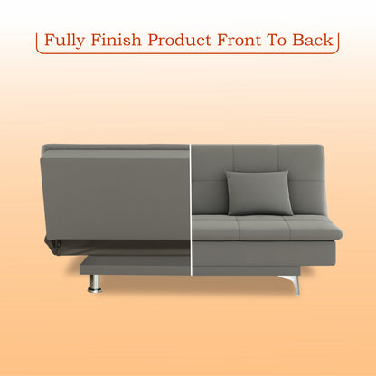 Adorn India Premium New Aspen 3 Seater Sofa Cum Bed 4X6 Velvet Suede with 2 Cushions (Color Grey) and Suitable for All Indoor, with 3 Years Warranty