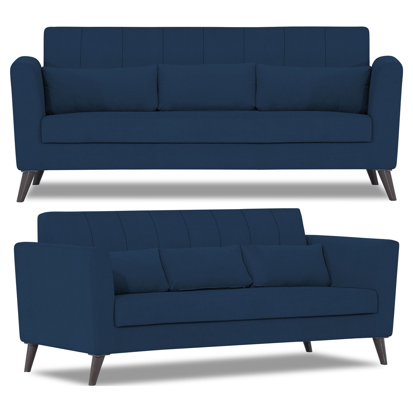Adorn India Daniel 3+2+1 6 Seater Sofa Set (Blue) (3 Year Warranty)
