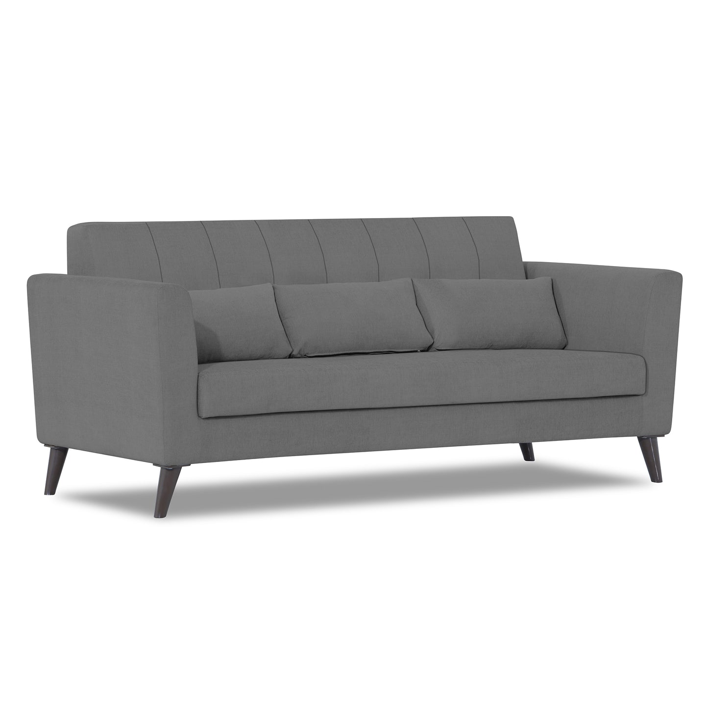 Adorn India Daniel 3 Seater Sofa (Grey) (3 Year Warranty)