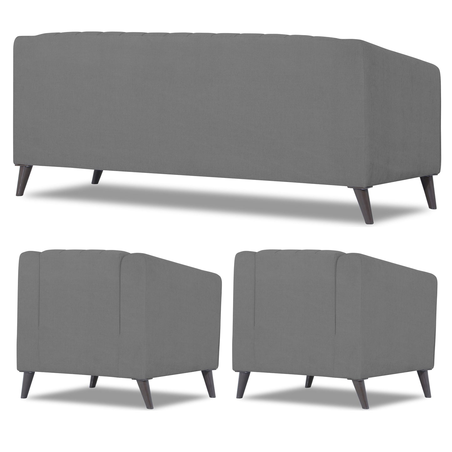 Adorn India Premium Laurel 3+1+1 5 Seater Sofa Set (Grey) (3 Year Warranty)