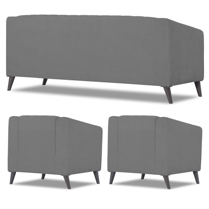 Adorn India Premium Laurel 3+1+1 5 Seater Sofa Set (Grey) (3 Year Warranty)