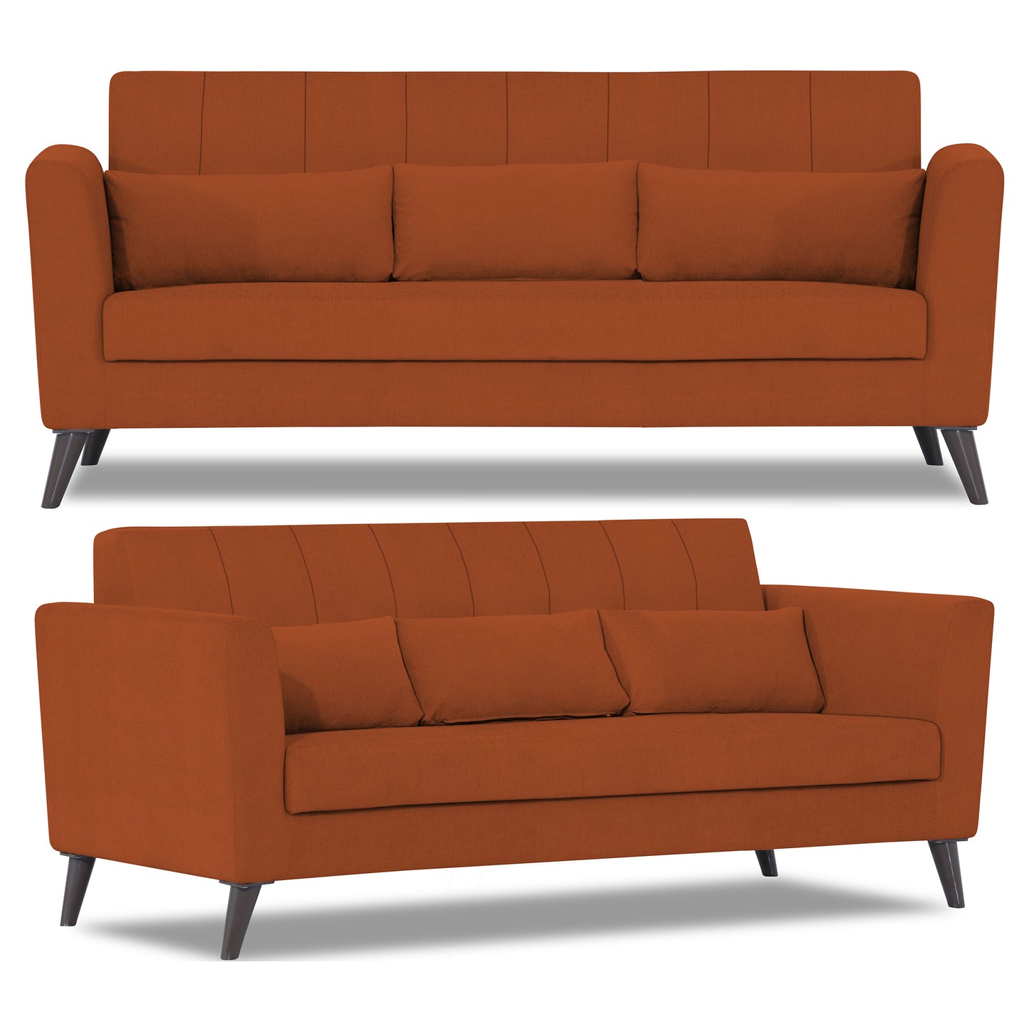 Adorn India Daniel 3+2+1 6 Seater Sofa Set (Rust) (3 Year Warranty)