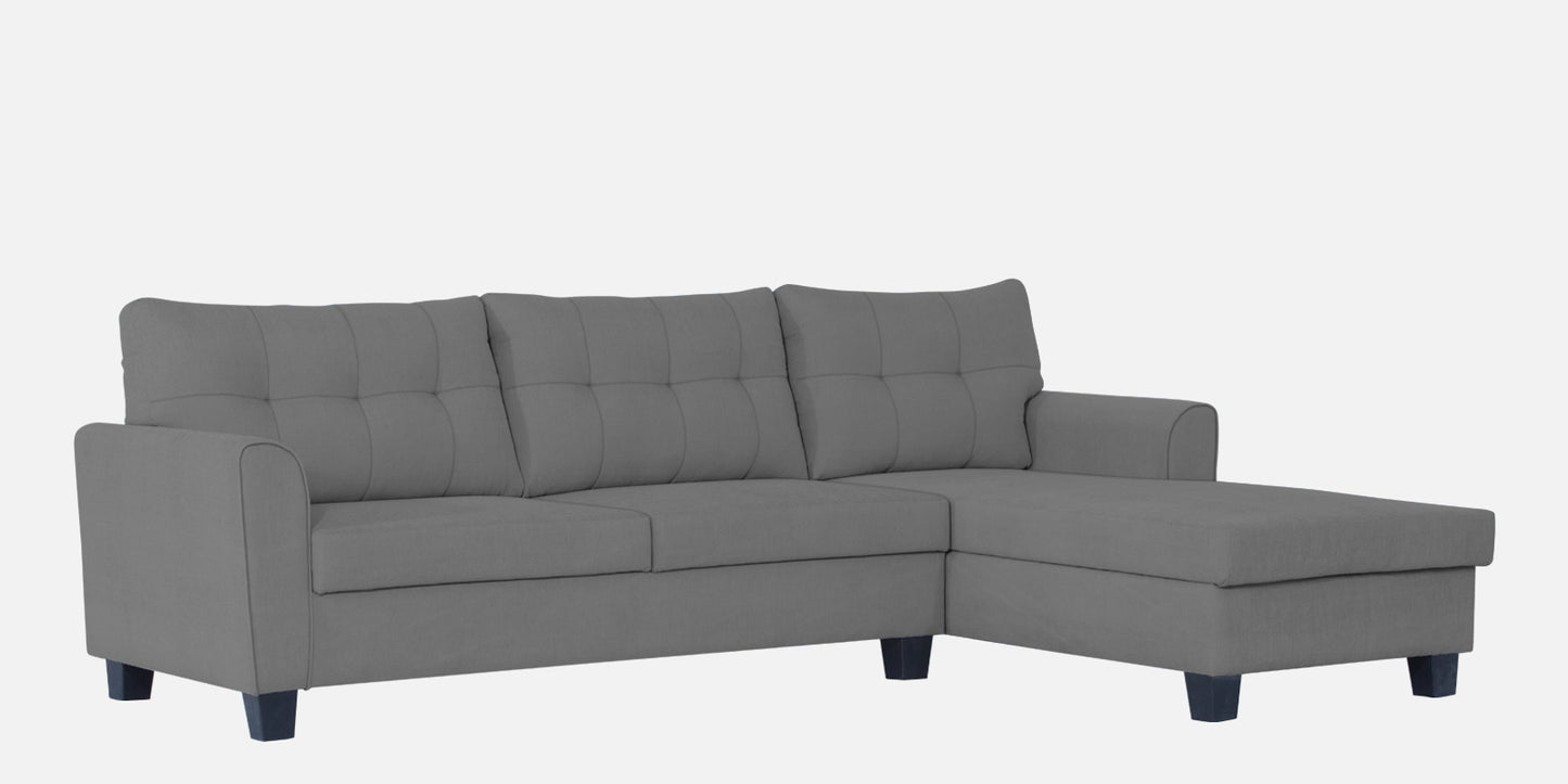 Adorn India Moris L Shape 6 Seater Sofa Set RHS (Grey) (3 Year Warranty)
