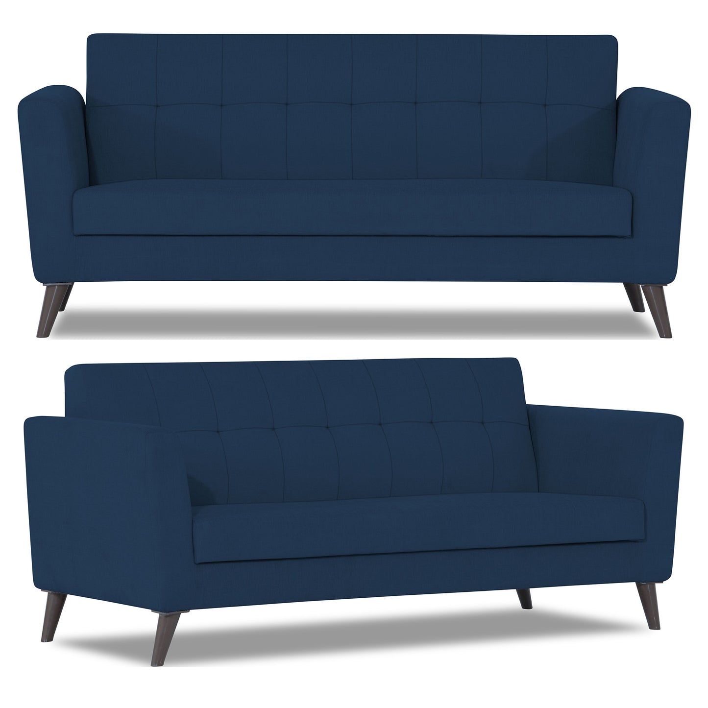Adorn India Dannis 3+2 5 Seater Sofa Set (Blue) (3 Year Warranty)