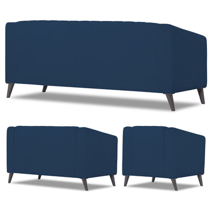 Adorn India Premium Laurel 3+2+1 6 Seater Sofa Set (Blue) (3 Year Warranty)
