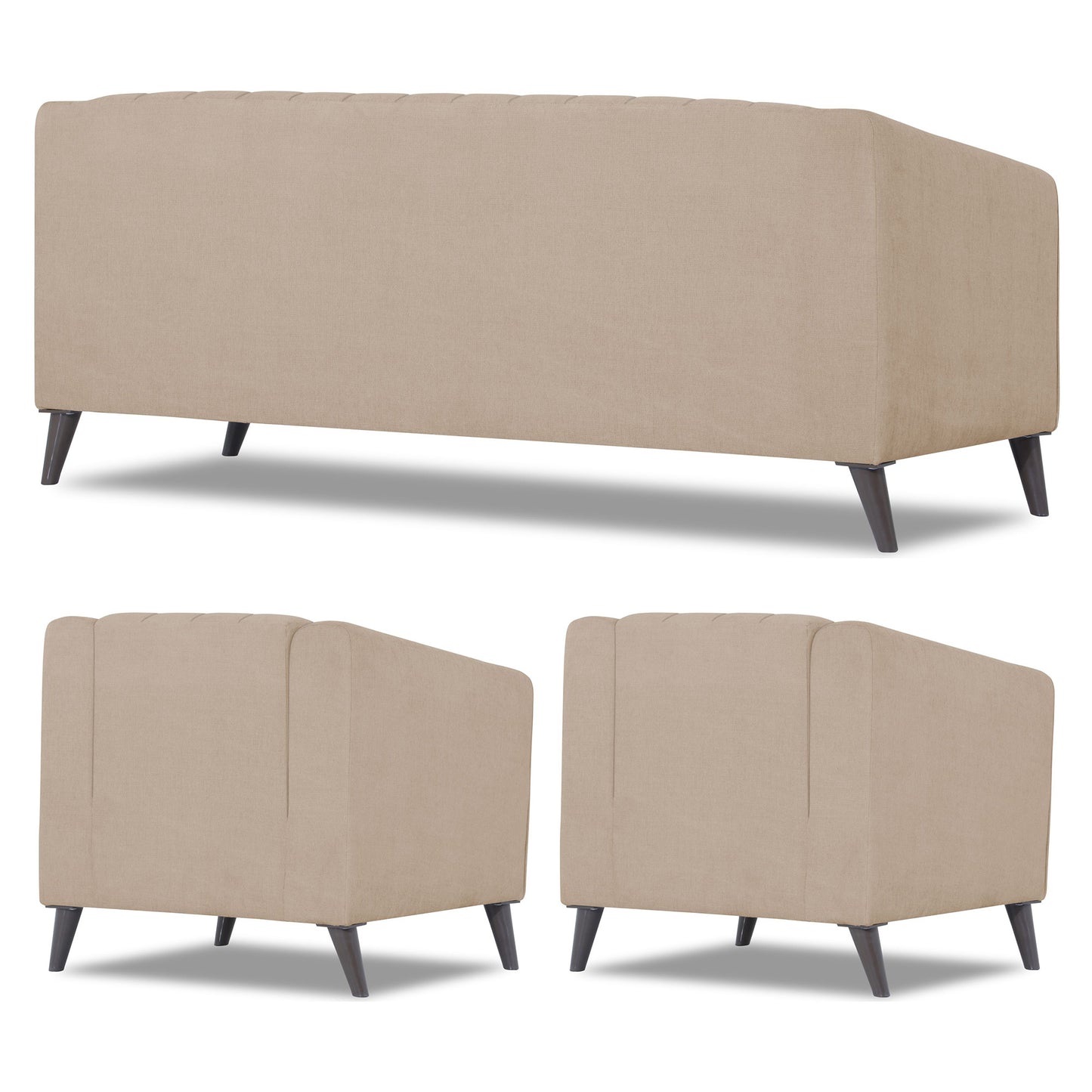 Adorn India Premium Laurel 3+1+1 5 Seater Sofa Set (Beige) (3 Year Warranty)