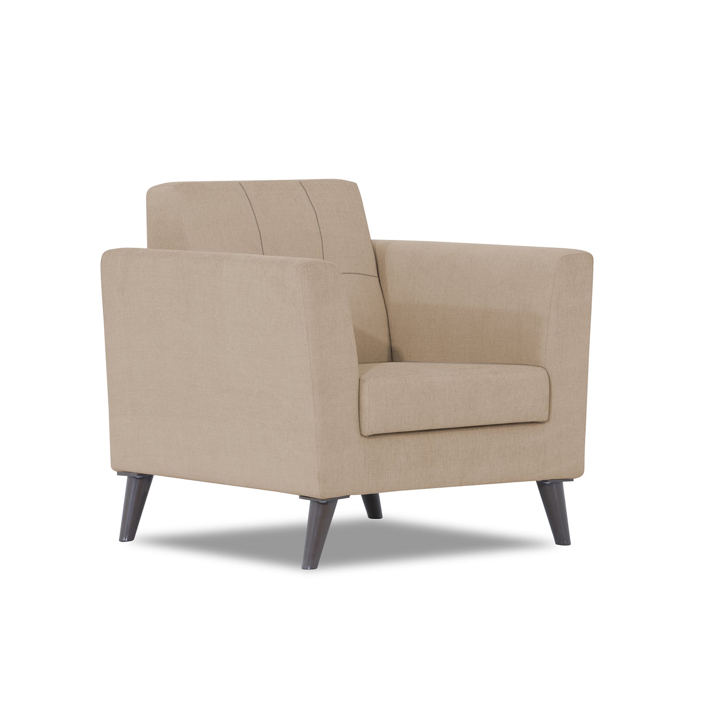 Adorn India Dannis 1 Seater Sofa (Beige) (3 Year Warranty)