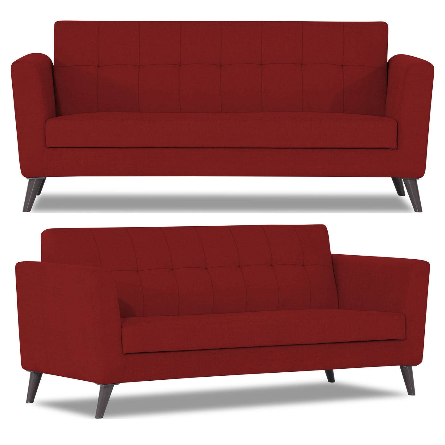 Adorn India Dannis 3+2 5 Seater Sofa Set (Red) (3 Year Warranty)