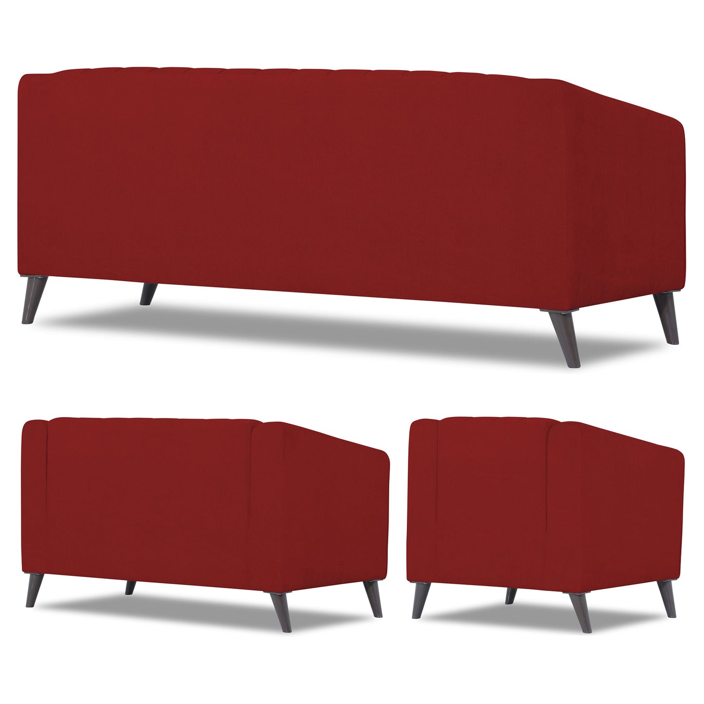 Adorn India Premium Laurel 3+2+1 6 Seater Sofa Set (Red) (3 Year Warranty)