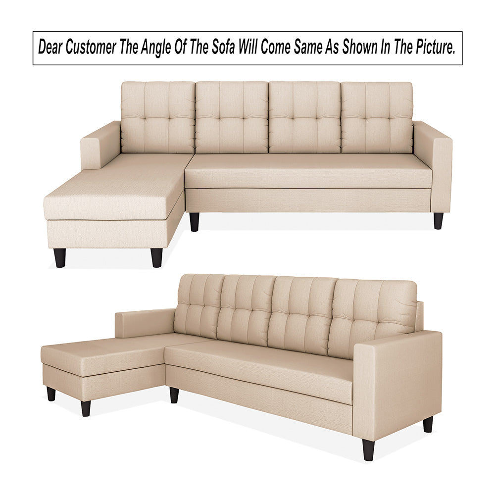 Adorn India Darcy L Shape 6 Seater Sofa Set (LHS) (Beige) (3 Year Warranty)