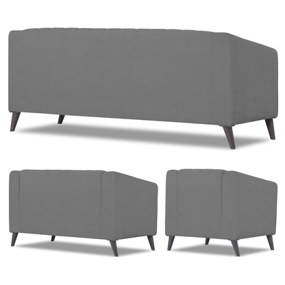 Adorn India Premium Laurel 3+2+1 6 Seater Sofa Set (Grey) (3 Year Warranty)
