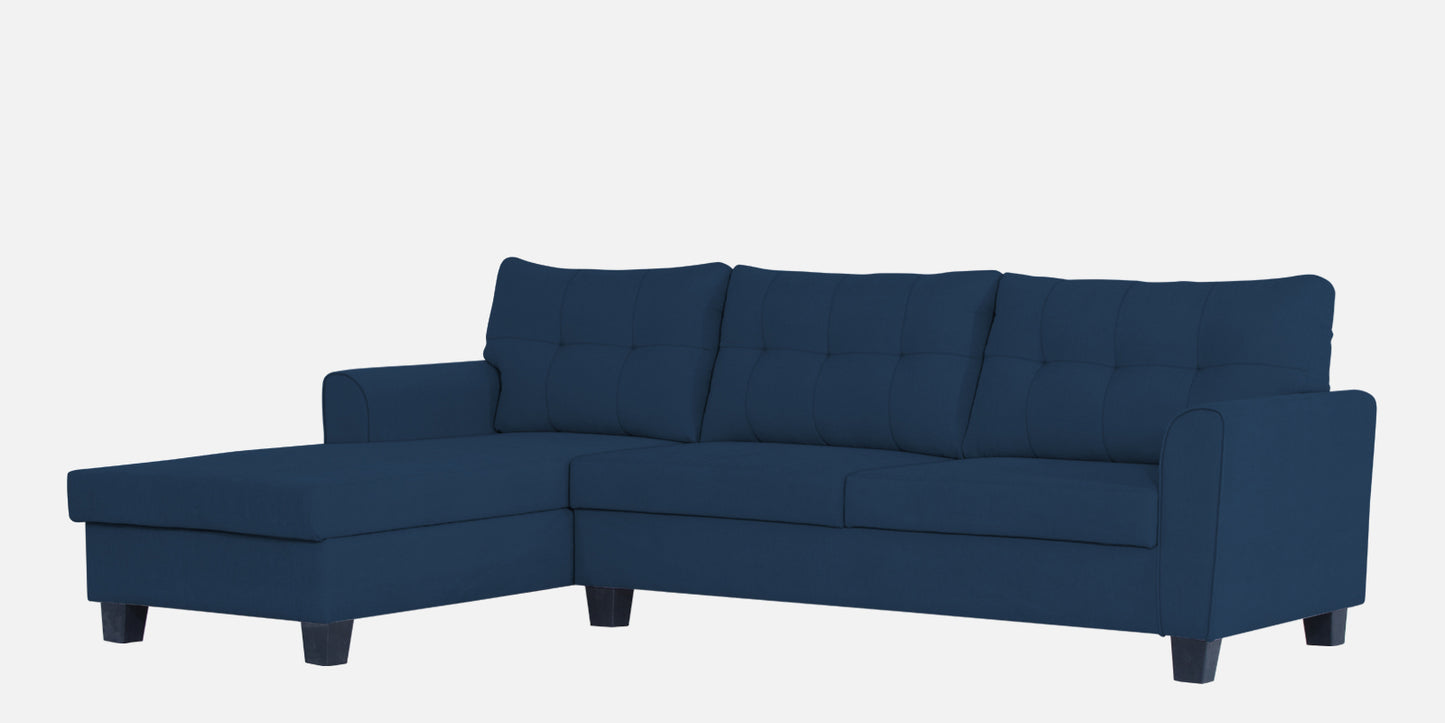Adorn India Moris L Shape 6 Seater Sofa Set LHS (Blue) (3 Year Warranty)
