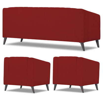 Adorn India Premium Laurel 3+1+1 5 Seater Sofa Set (Red) (3 Year Warranty)