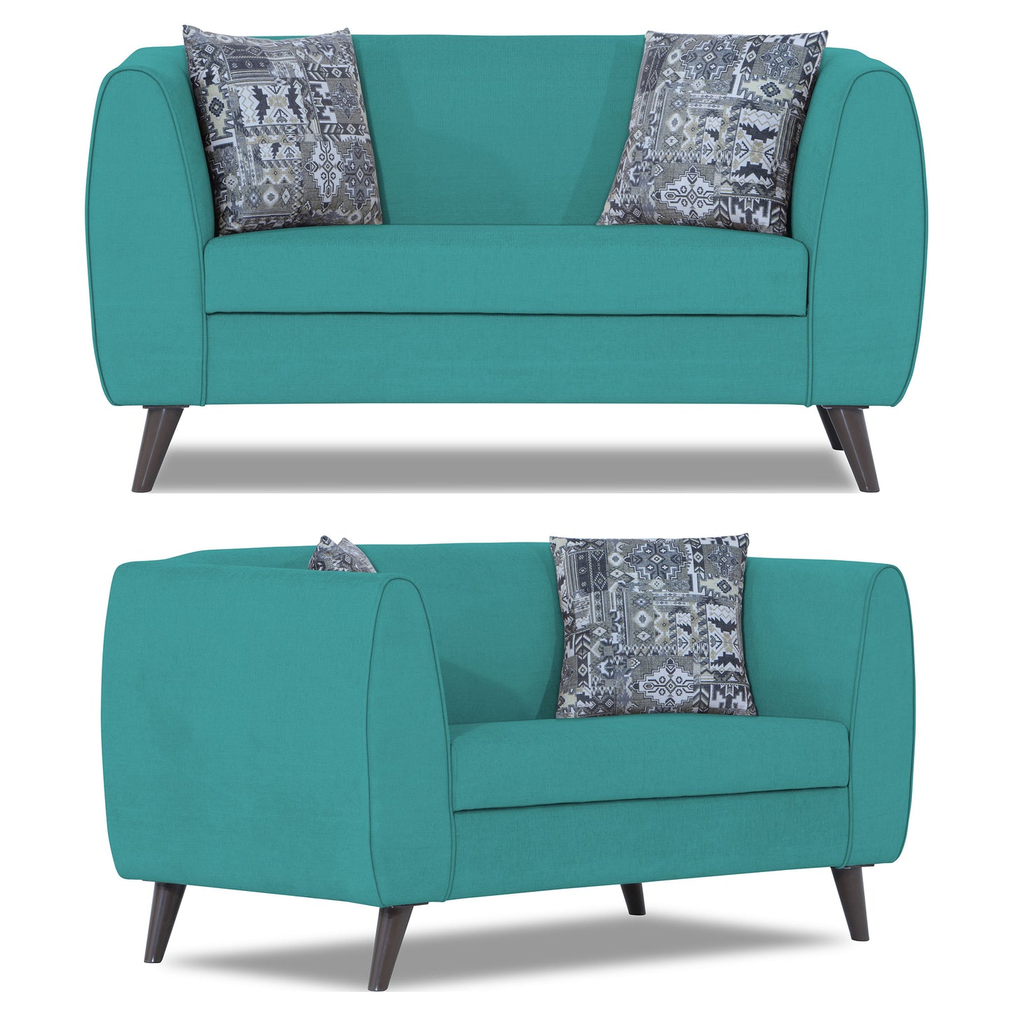 Adorn India Mason 3+2+1 6 Seater Sofa Set (Aqua Blue)