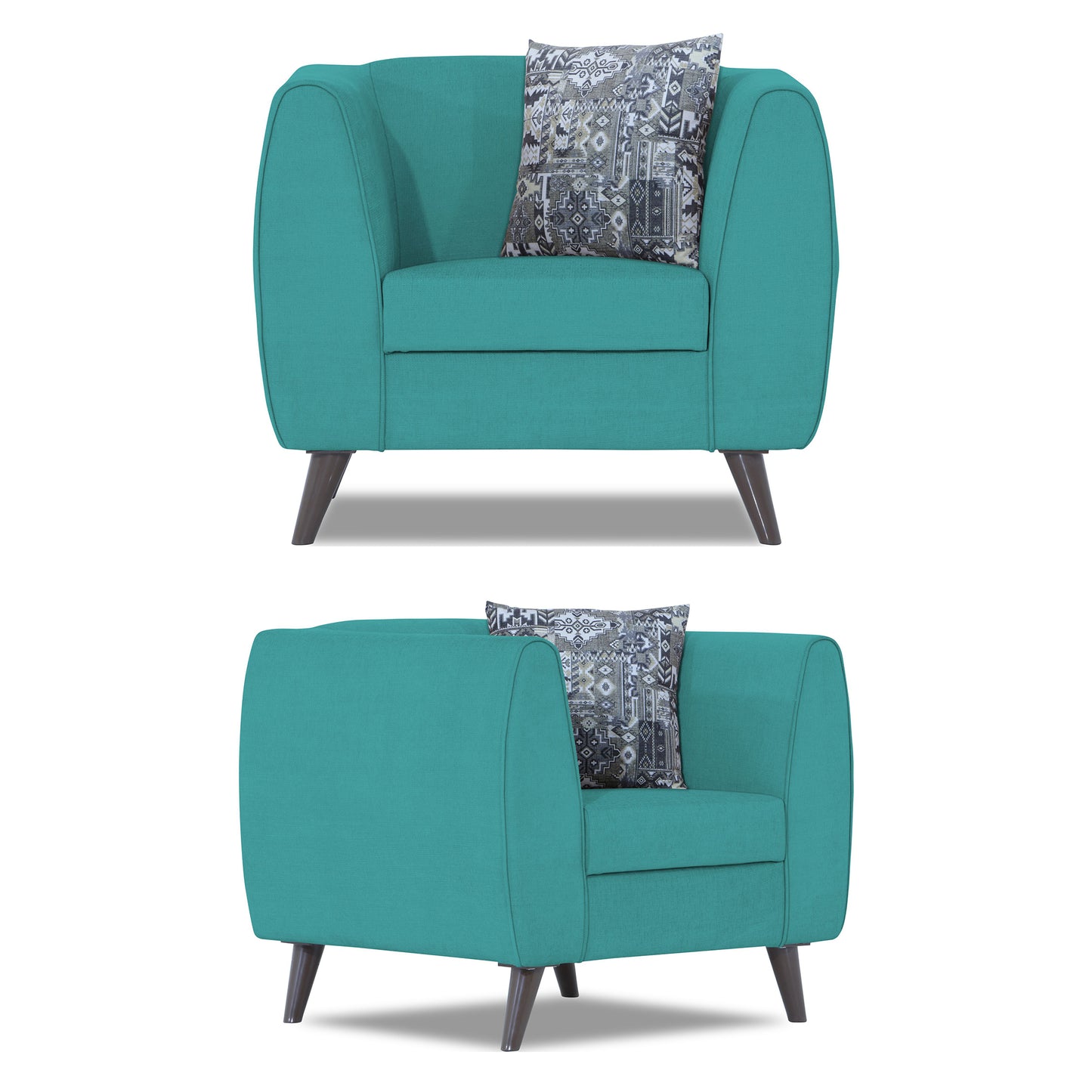 Adorn India Mason 3+1+1 5 Seater Sofa Set (Aqua Blue)