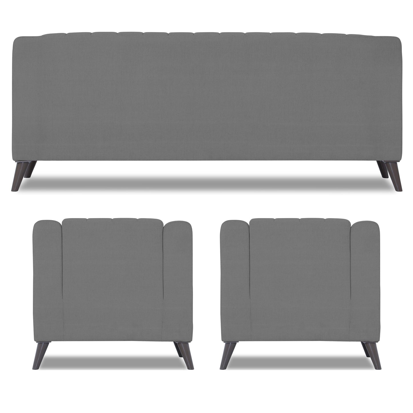 Adorn India Premium Laurel 3+1+1 5 Seater Sofa Set (Grey) (3 Year Warranty)