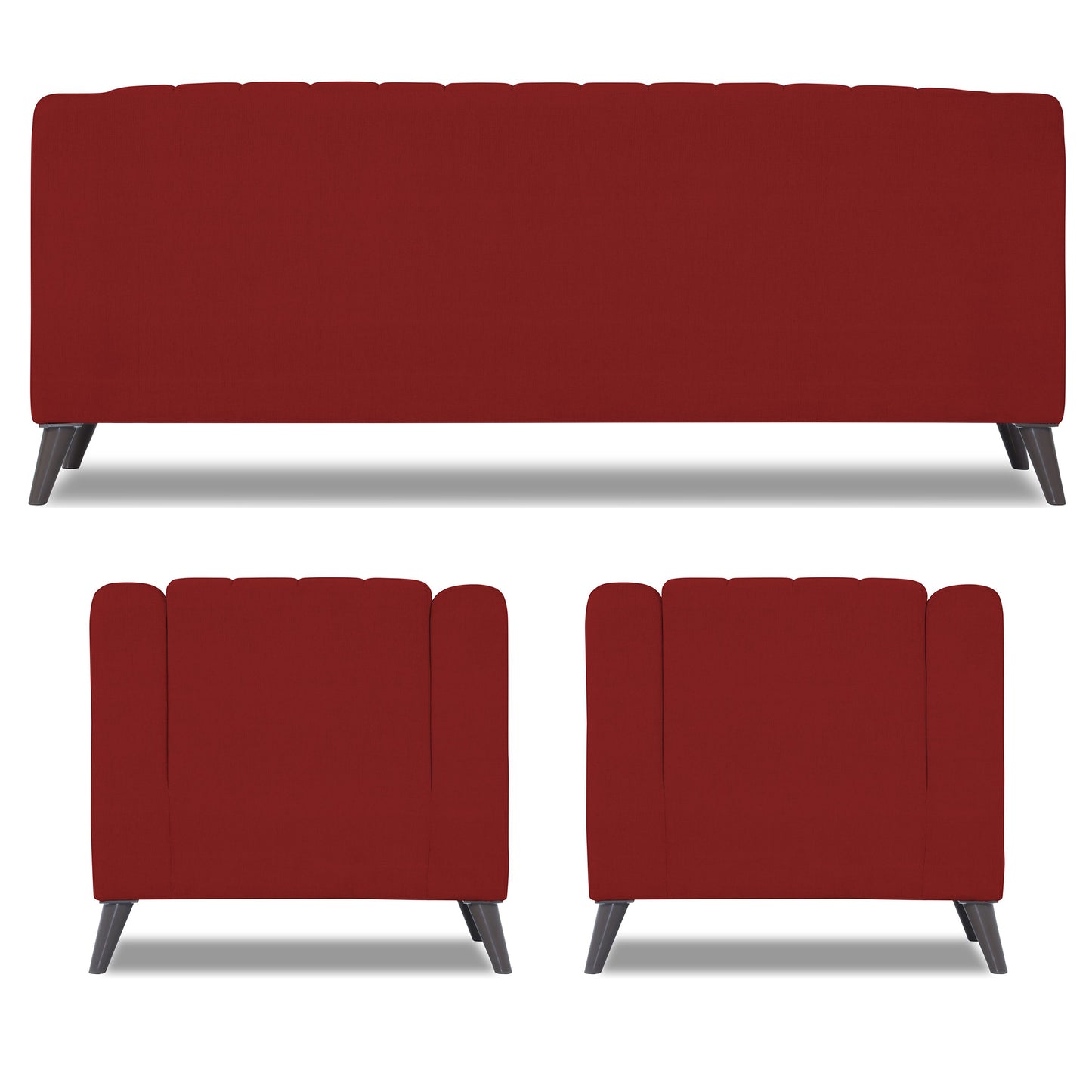Adorn India Premium Laurel 3+1+1 5 Seater Sofa Set (Red) (3 Year Warranty)