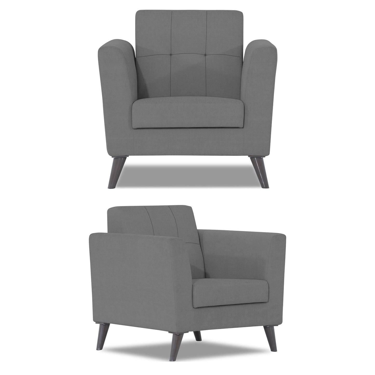 Adorn India Dannis 3+1+1 5 Seater Sofa Set (Grey) (3 Year Warranty)