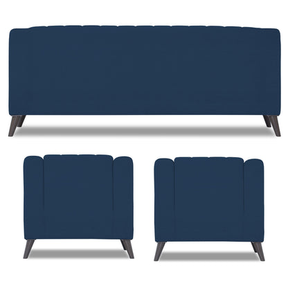 Adorn India Premium Laurel 3+1+1 5 Seater Sofa Set (Blue) (3 Year Warranty)