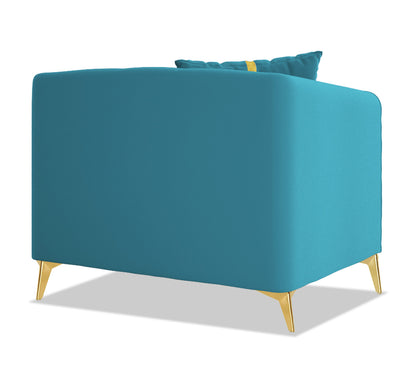 Adorn India Premium Mystic - 3 Years Warranty - 1 Seater Sofa Velvet Suede Fabric - Aqua Blue