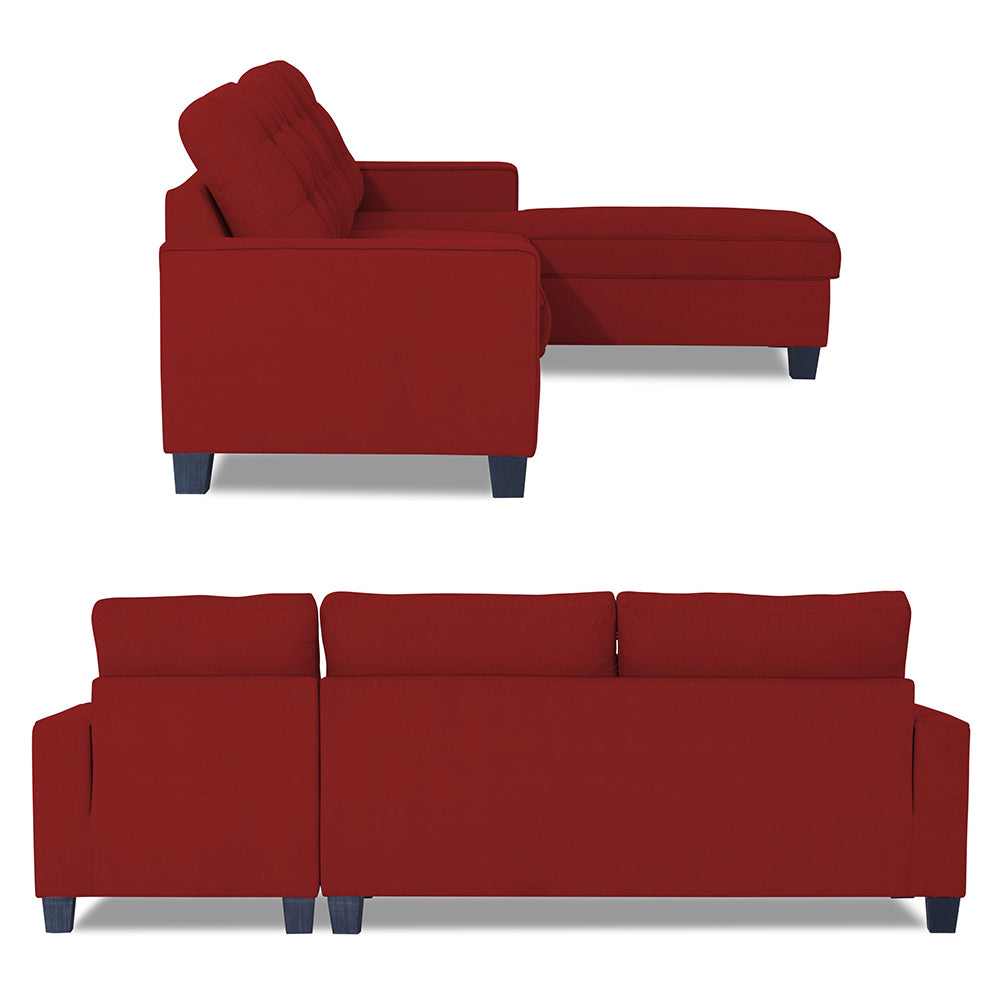 Adorn India Premium Raptor L Shape 6 Seater Sofa Set (RHS) (Red)