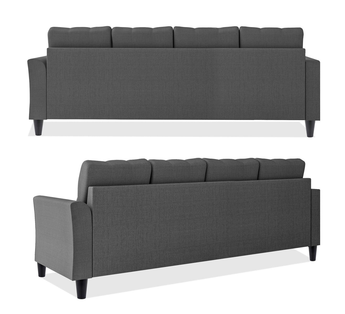 Adorn India Maddox Tufted L Shape 5 Seater Sofa Set LHS (Grey) (3 Year Warranty)