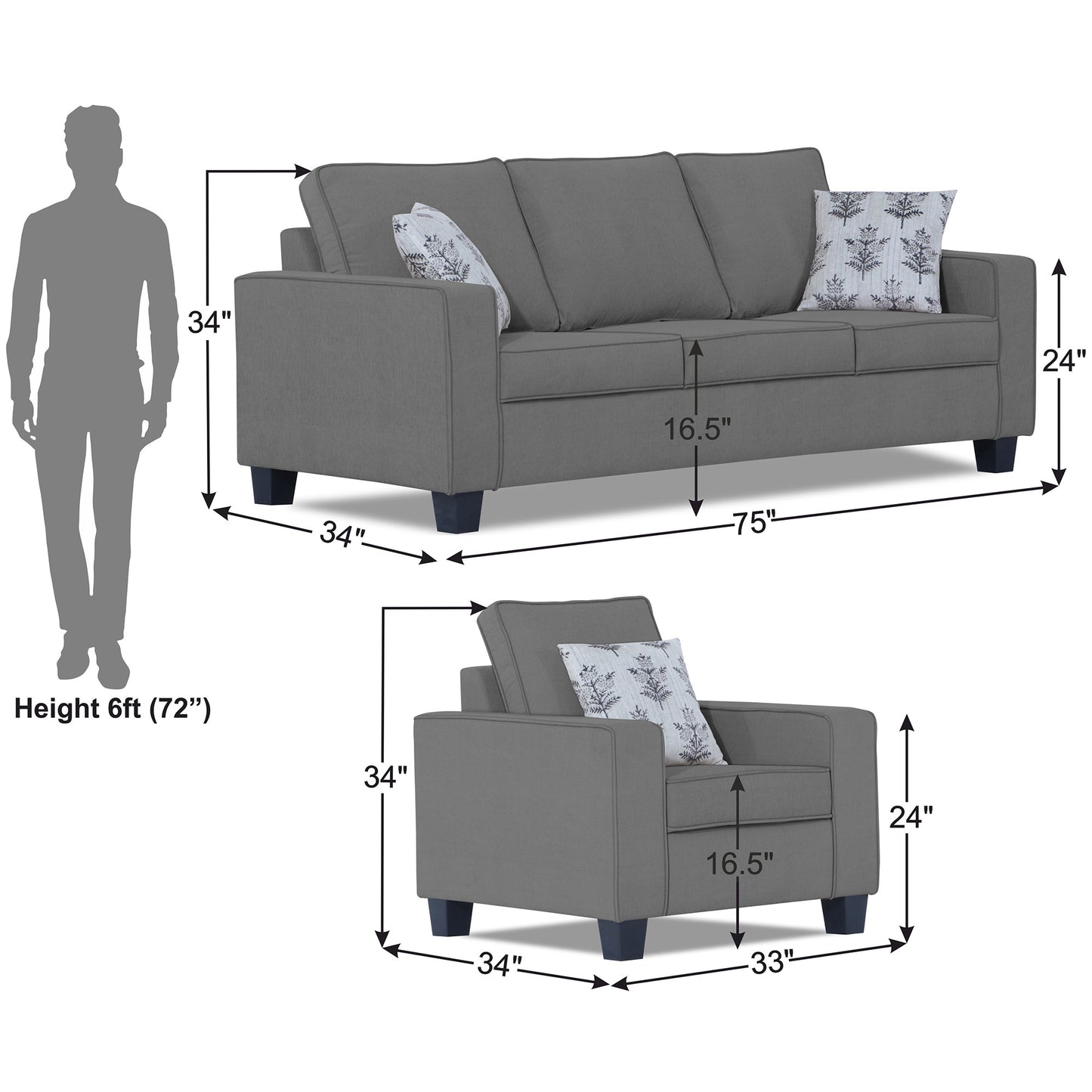 Adorn India Camden 5 Seater 3-1-1 Sofa Set