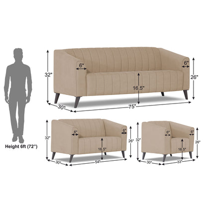 Adorn India Premium Laurel 3+2+1 6 Seater Sofa Set (Beige) (3 Year Warranty)