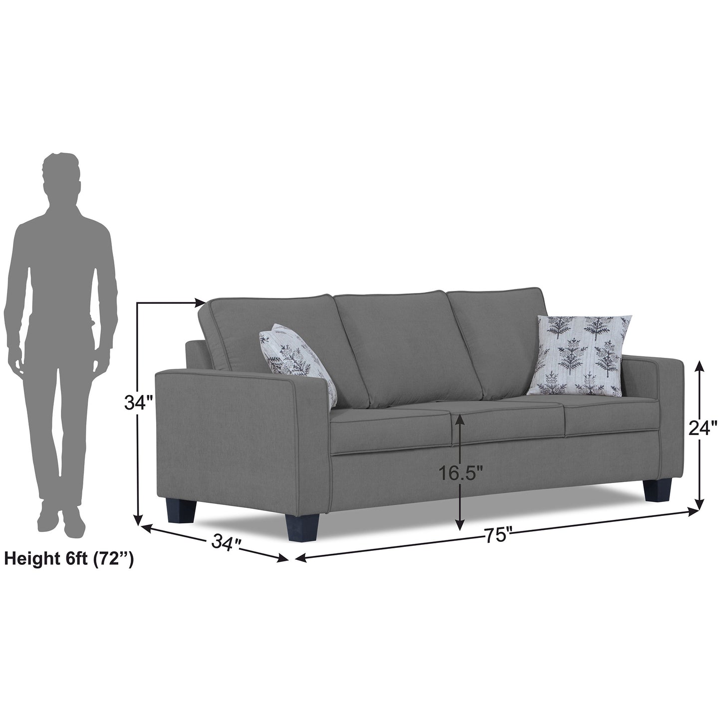 Adorn India Camden 3 Seater Sofa