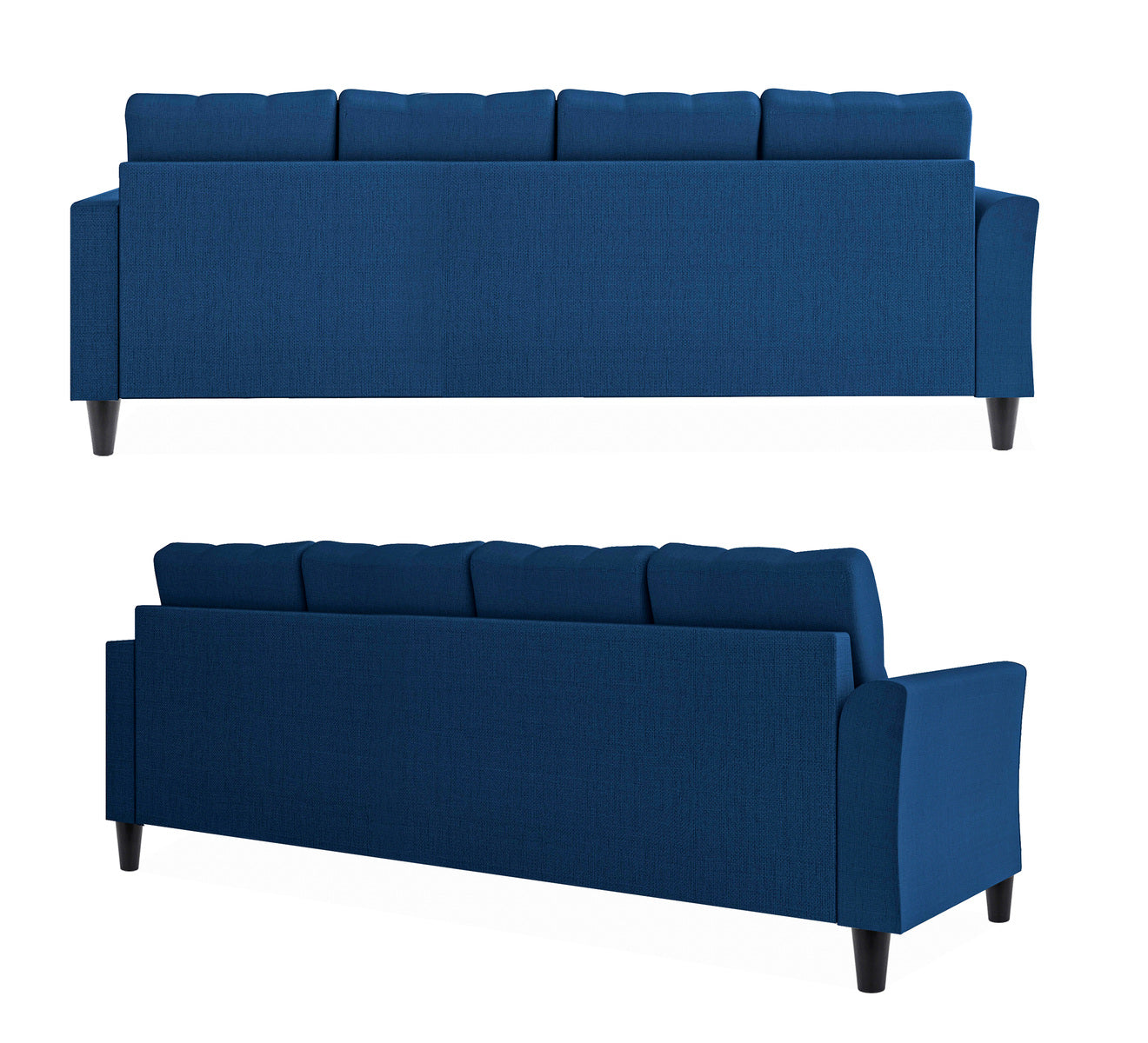 Adorn India Maddox Tufted L Shape 5 Seater Sofa Chenille Sofa Set RHS (Blue) (3 Year Warranty)