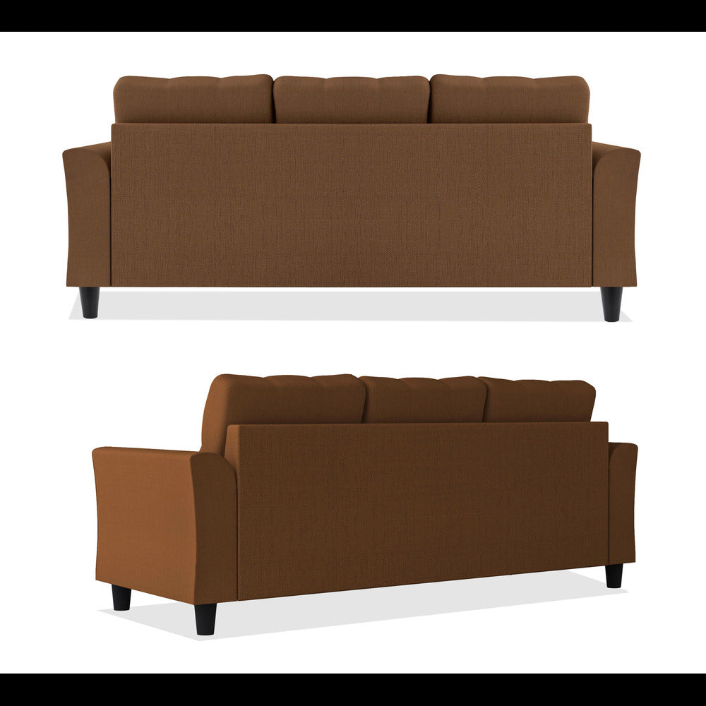 Adorn India Maddox Tufted L Shape 4 Seater Sofa Set (Brown) (3 Year Warranty)