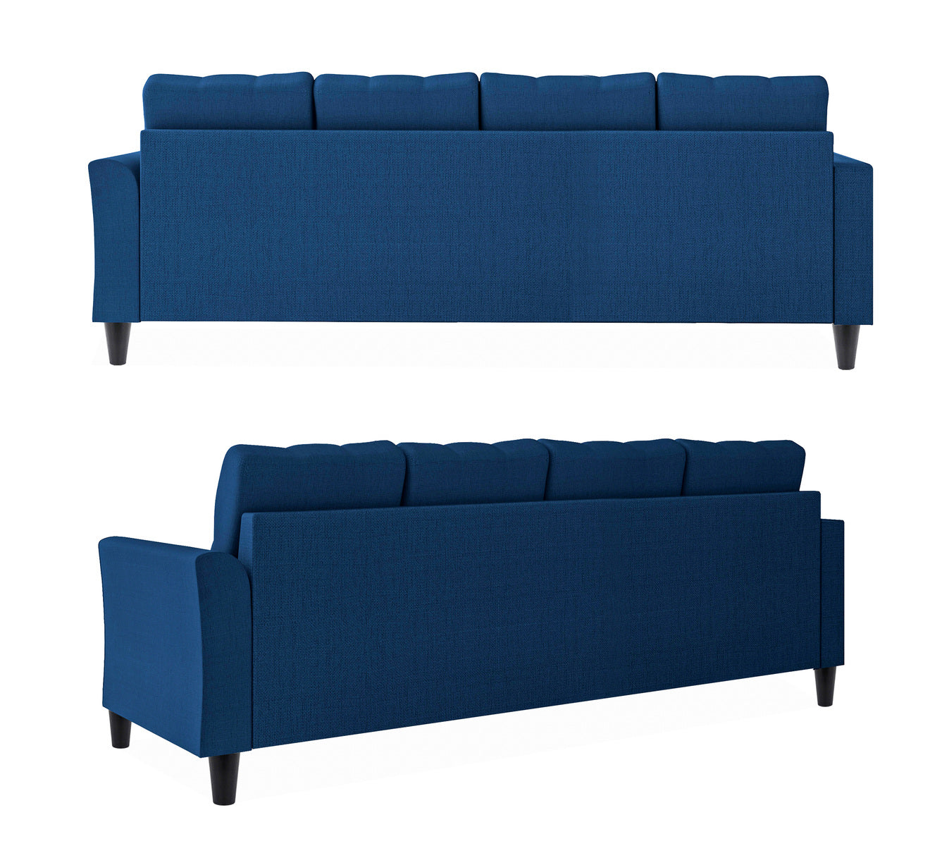 Adorn India Maddox Tufted L Shape 5 Seater Chenille Sofa Sofa Set LHS (Blue) (3 Year Warranty)