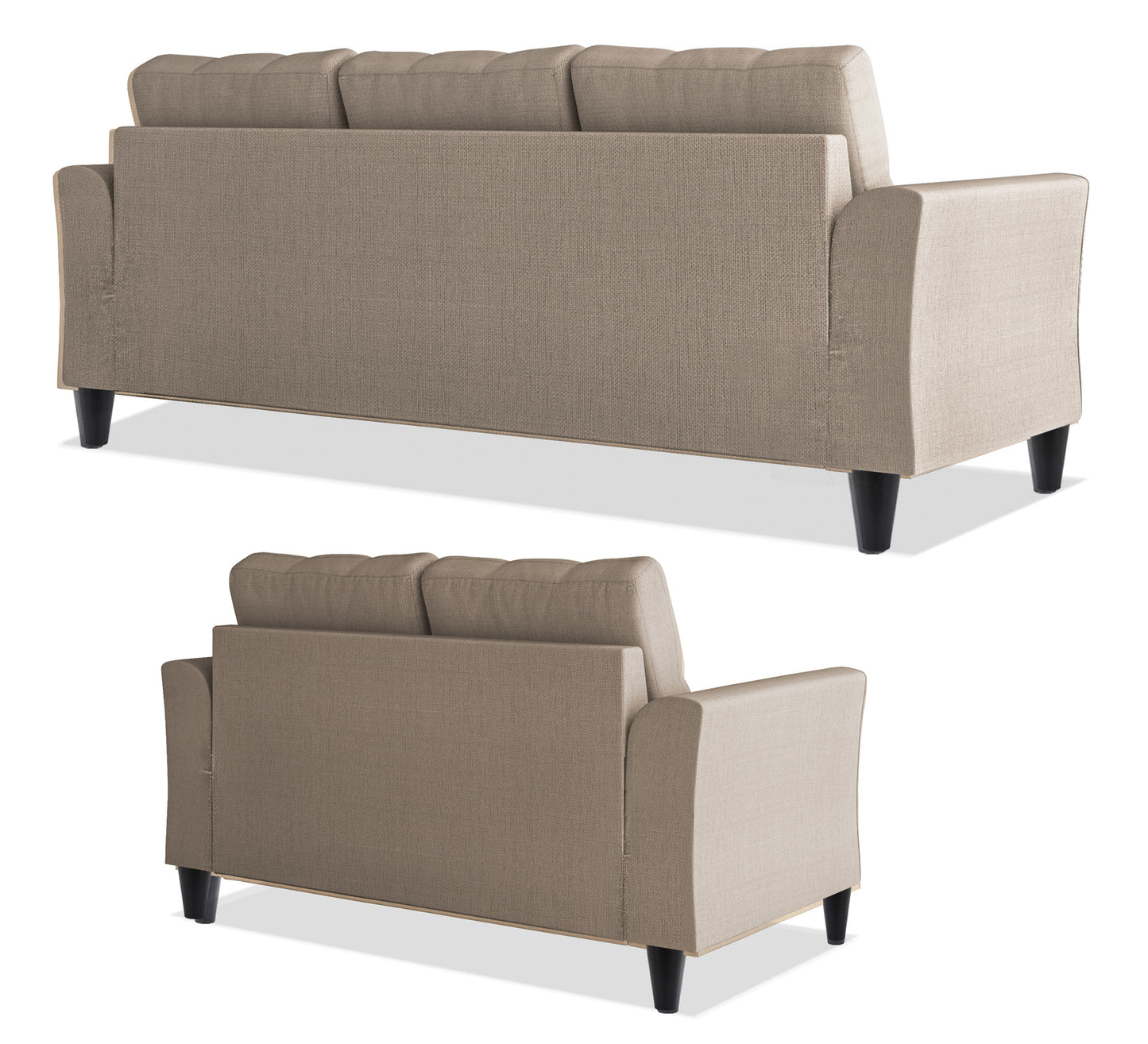 Adorn India Maddox Tufted 3+2 5 Seater Sofa Set (Beige) (3 Year Warranty)