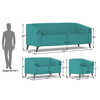 Adorn India Premium Laurel 3+2+1 6 Seater Sofa Set (Aqua Blue) (3 Year Warranty)