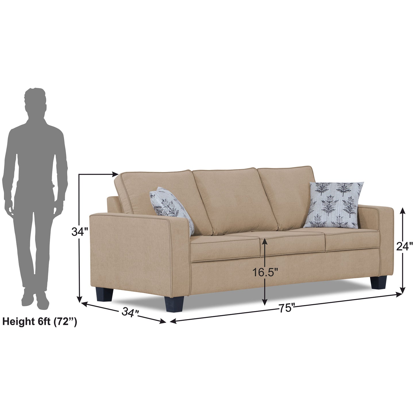 Adorn India Camden 3 Seater Sofa