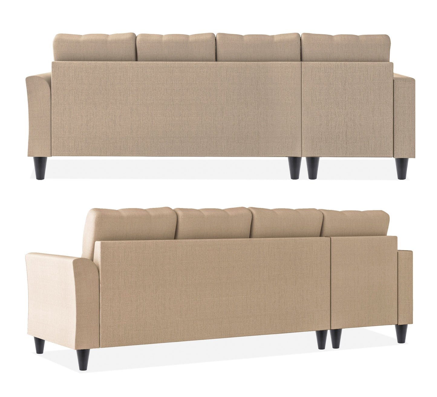 Adorn India Maddox Tufted L Shape 6 Seater Sofa Set Lhs (Beige) (3 Year Warranty)