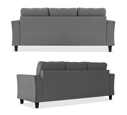 Adorn India Maddox Tufted L Shape 4 Seater Wood Sofa Set (Grey) (3 Year Warranty)