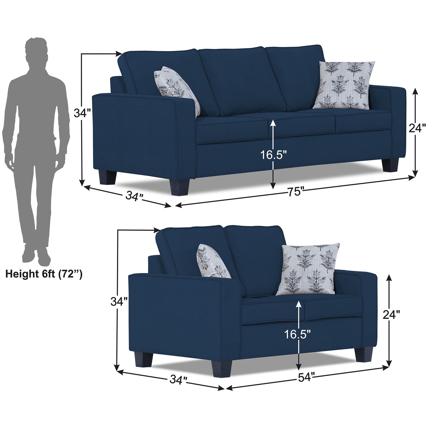 Adorn India Camden 5 Seater 3+2 Sofa Set