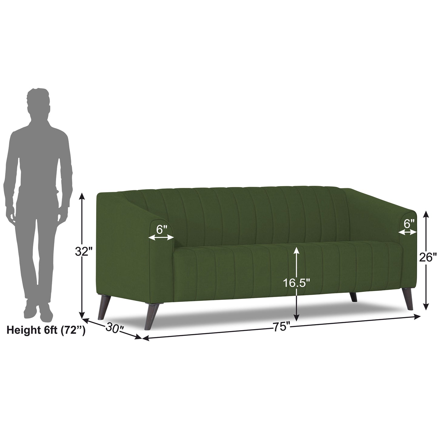 Adorn India Premium Laurel 3 Seater Sofa (Green) (3 Year Warranty)
