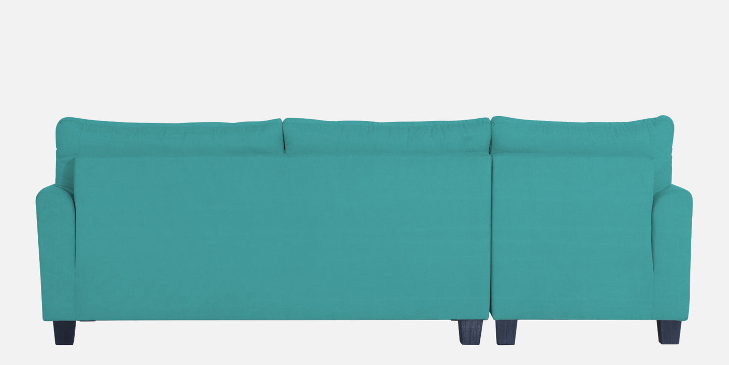 Adorn India Moris L Shape 6 Seater Sofa Set LHS (Aqua Blue) (3 Year Warranty)