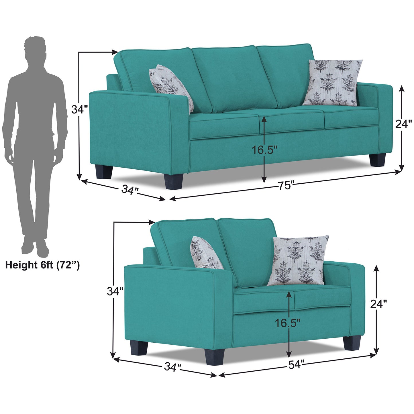 Adorn India Camden 5 Seater 3+2 Sofa Set