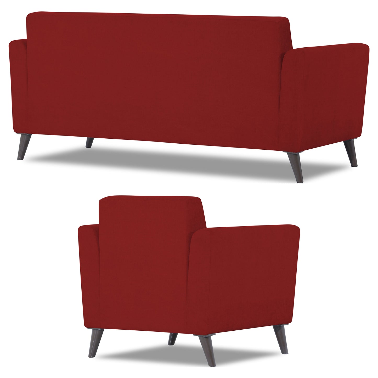 Adorn India Daniel 3+1+1 5 Seater Sofa Set (Red) (3 Year Warranty)